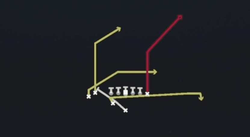 Play diagram for PA Boot Slide from Weak I Close Flex in Madden 27