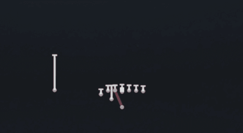 Play diagram for HB Gut from Weak I H U Off in Madden 27