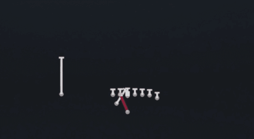 Play diagram for HB Gut from Weak I H Wing in Madden 27