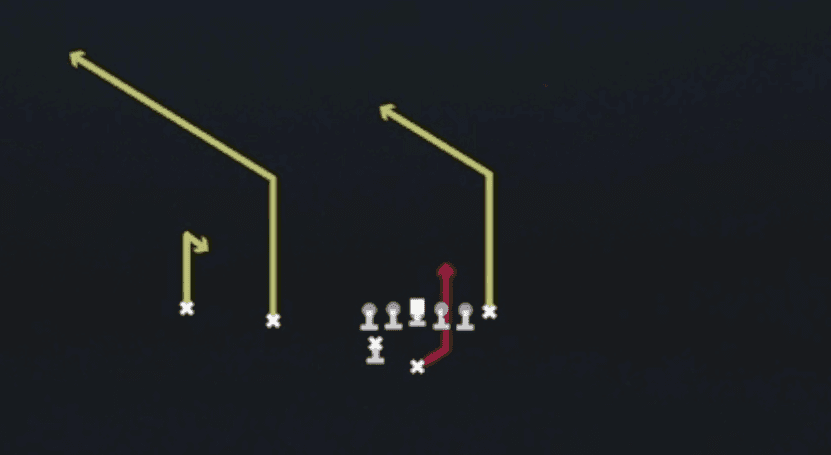 Play diagram for HB Option from Weak I Slot in Madden 27