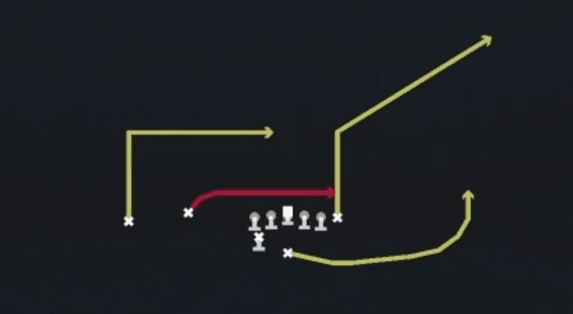 Play diagram for Slot Drag from Weak I Slot Flex in Madden 27