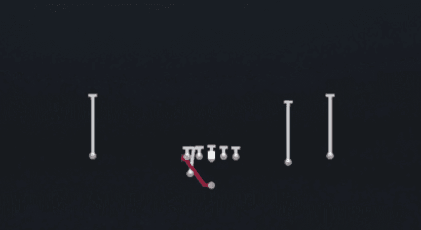 Play diagram for Off Tackle from Weak I Slot Open in Madden 27