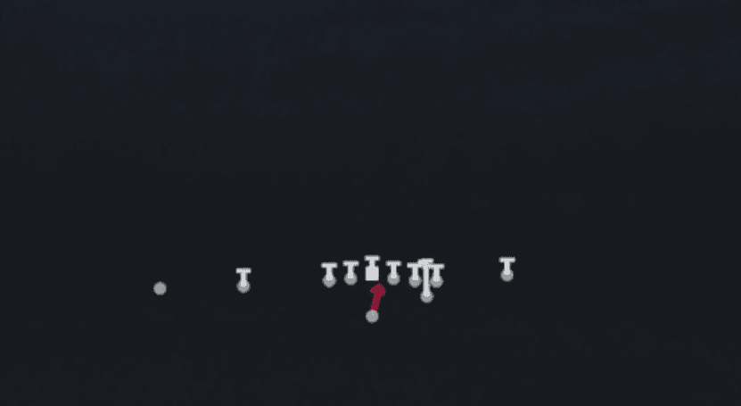 Play diagram for Blast Rt from Wildcat Trips Over in Madden 27
