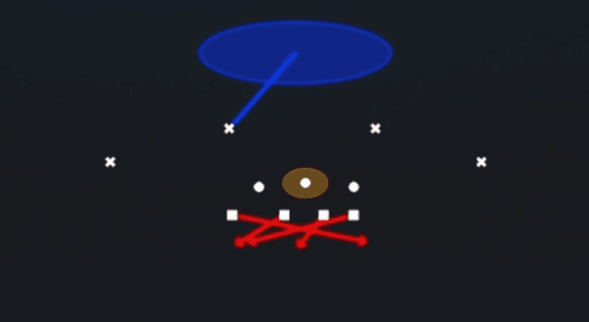 Play diagram for 1 Pirate Spy from 3-4 Over Ed in Madden 27