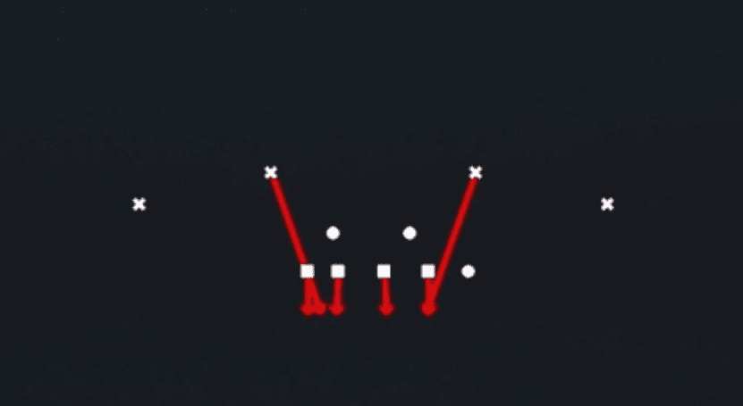 Play diagram for Safety Blitz from 4-3 Under in Madden 27