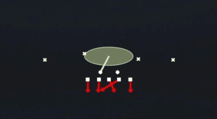 Play diagram for Dt Loop from 5-2 Normal in Madden 27
