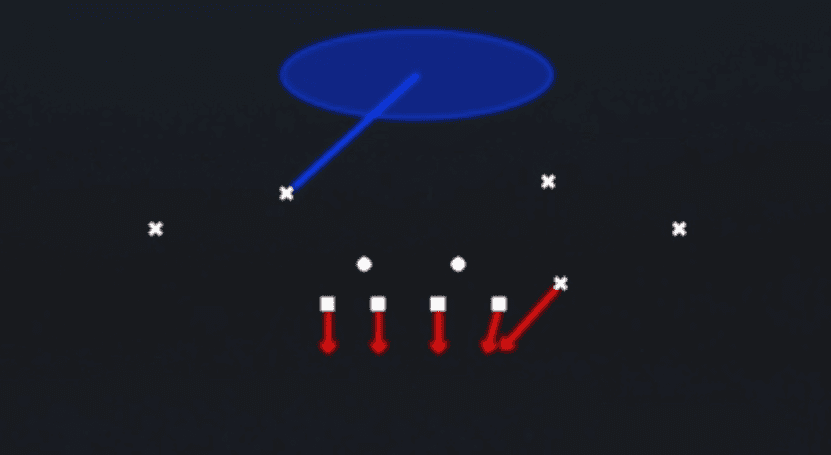 Play diagram for Cover 1 Slant Crash from Big Nickel Under in Madden 27
