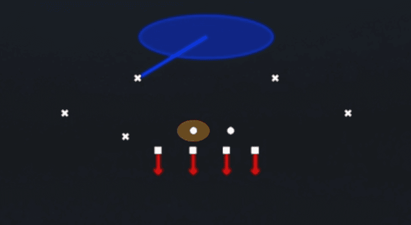 Play diagram for Cover 1 Contain from Nickel 2-4 in Madden 27