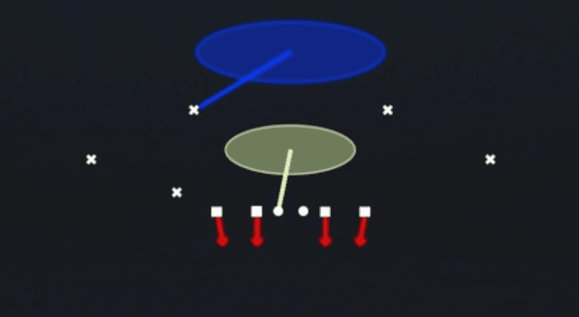 Play diagram for Cover 1 Hole from Nickel 2-4 Dbl Mug in Madden 27