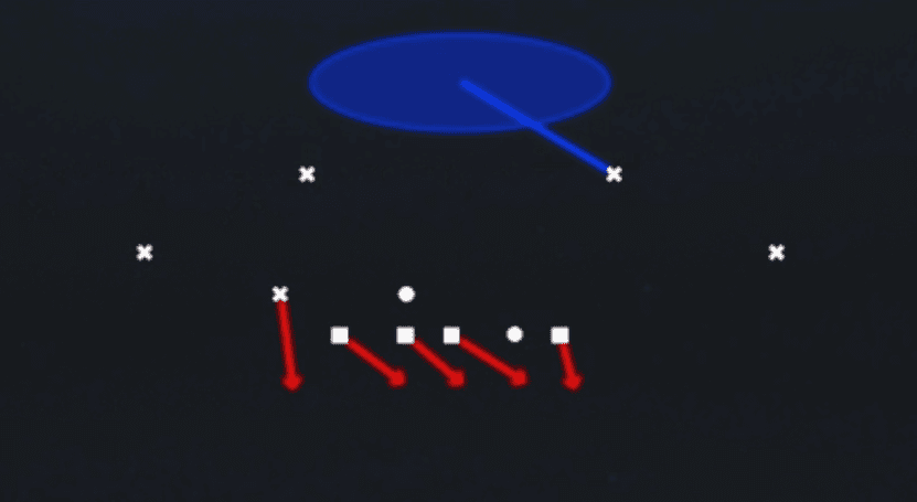 Play diagram for Nickel Blitz 1 from Nickel 2-4 Load Mug in Madden 27