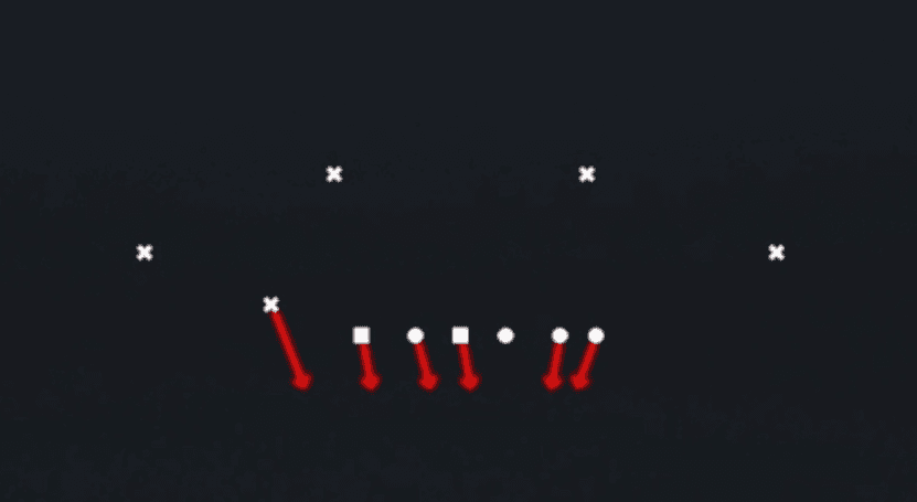 Play diagram for Pinch 0 from Nickel 2-4 Odd in Madden 27