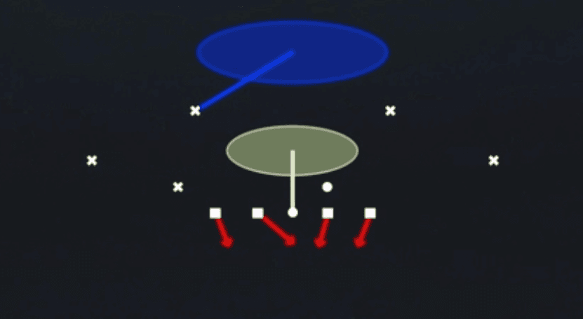Play diagram for Cover 1 Hole from Nickel 2-4 Single Mug in Madden 27