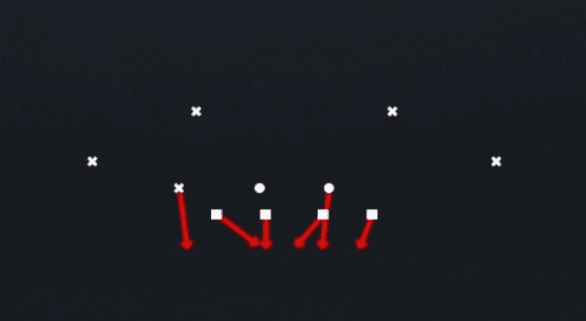 Play diagram for Silver Shoot Pinch from Nickel Wide in Madden 27